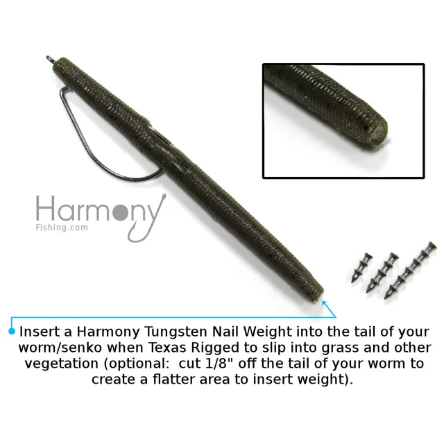 10 Pack) - Harmony Fishing Company Tungsten Nail Weights [Select Size]  (Lead-Free/No Lead Nail Weights for Neko/Wacky Rig Fishing) (Natural,  1/16oz) : : Sports, Fitness & Outdoors
