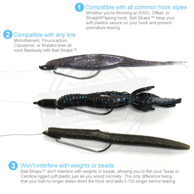 Bait Straps - Secure your soft plastic baits on your hook to prevent  sliding and tearing