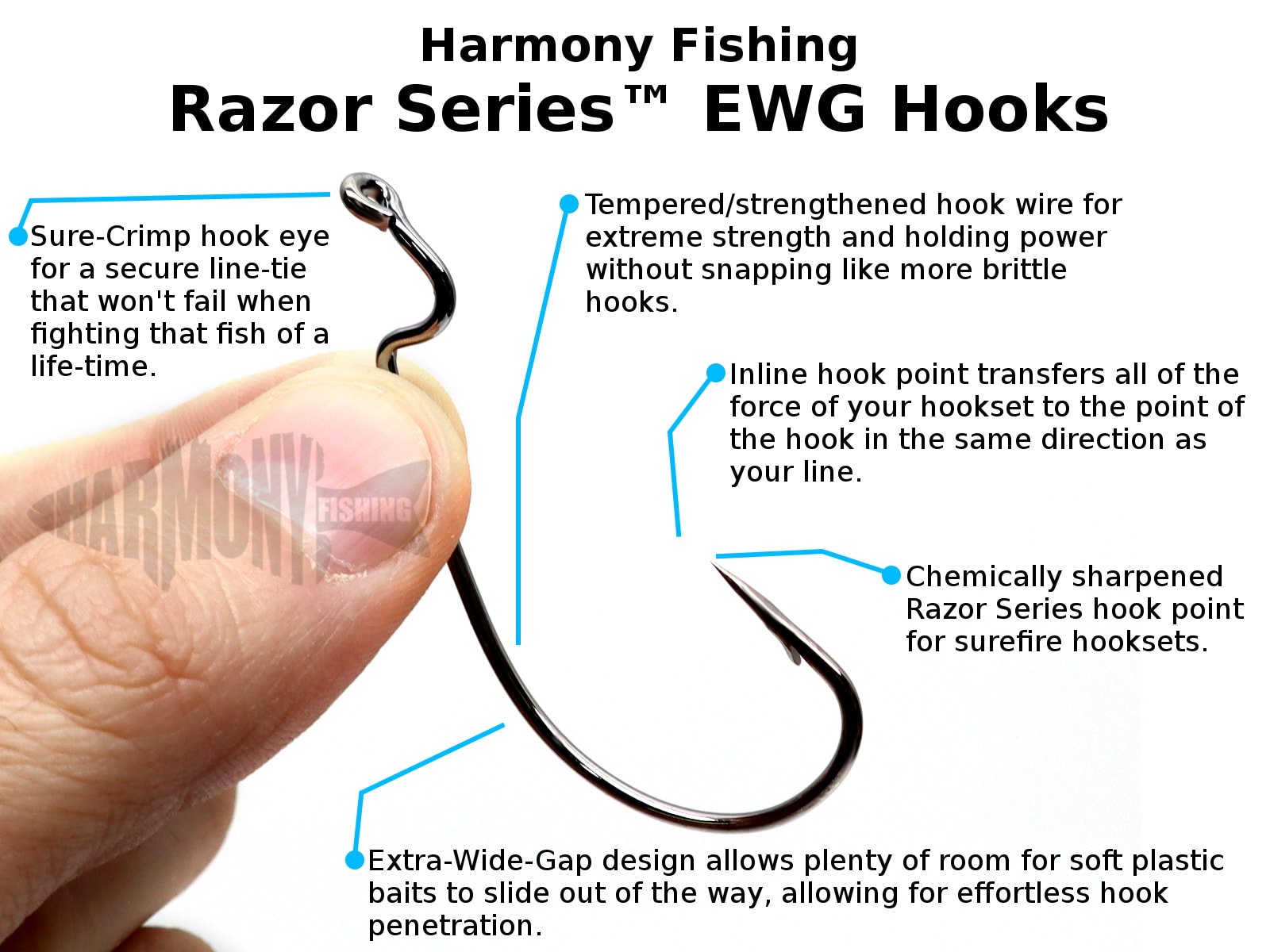 Razor Series EWG Worm Hooks with Bait Pegs