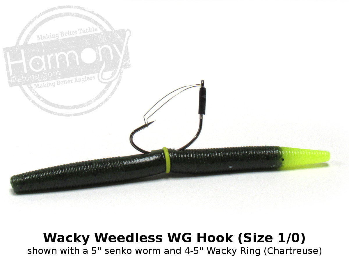 25 Pack, Size 1 Harmony Fishing Wide Gap Hooks Razor Series Wacky Weedless WG 