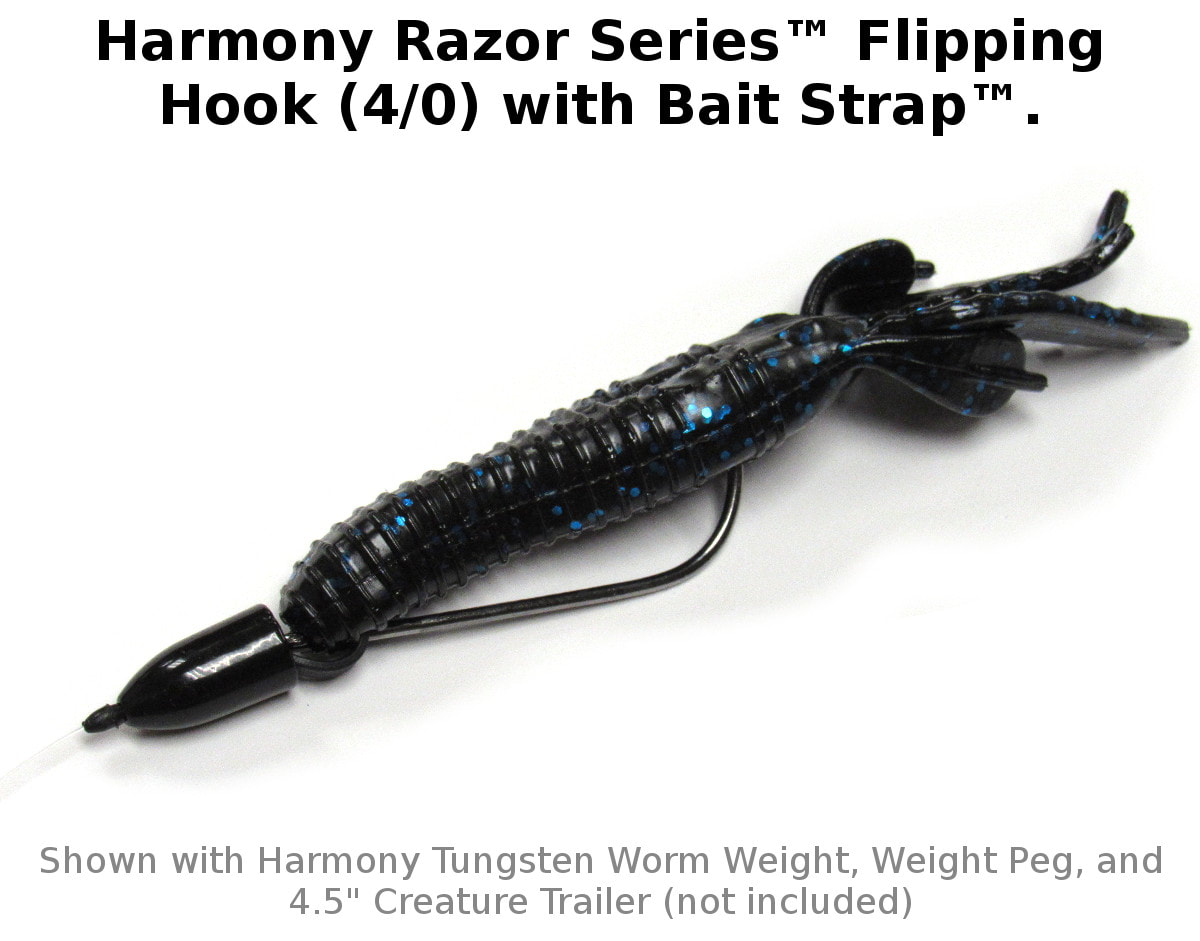 Harmony Fishing - Razor Series Weighted Swimbait Hooks 5 Pack, Size: 3/16 oz #4/0, Black
