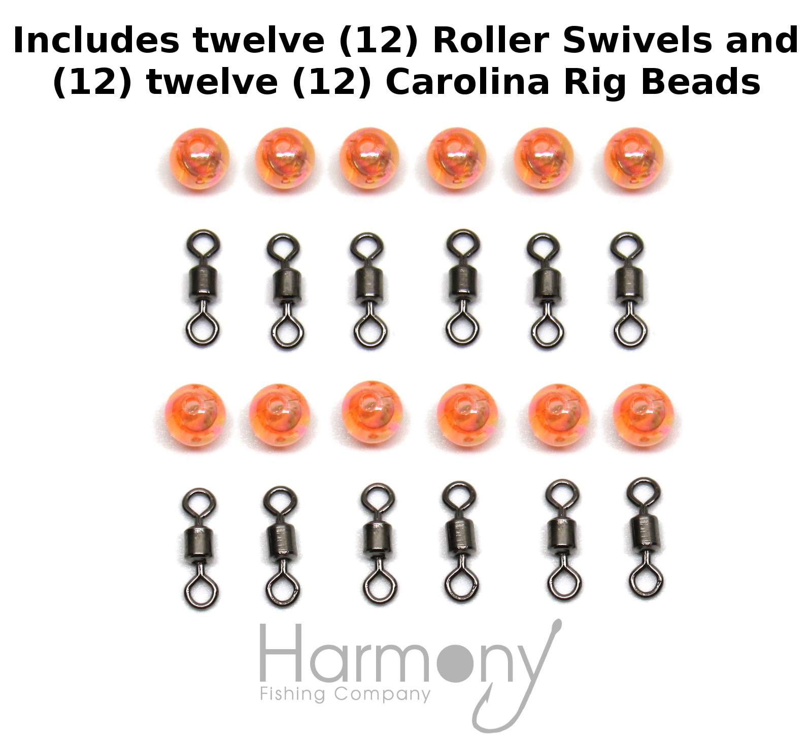Carolina Swivel Kit (12 Pack) - 12 Swivels & 12 Beads for Carolina Rigging